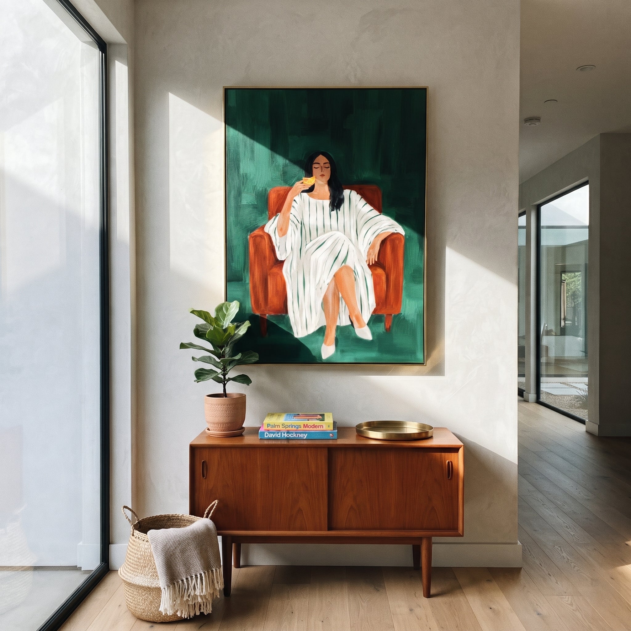 Orange Scarf Holds Calm styled in a layered residential interior