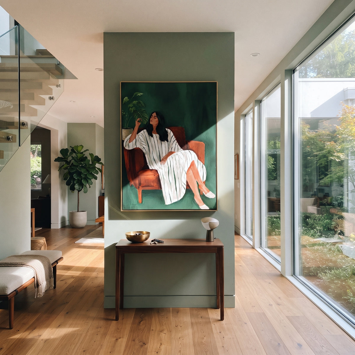 Green Afternoon Keeps Tea styled with neutral modern furnishings