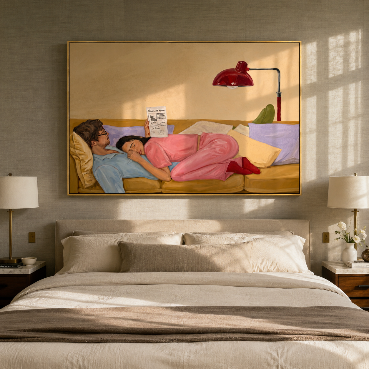Pink Dress Keeps Company styled with neutral modern furnishings