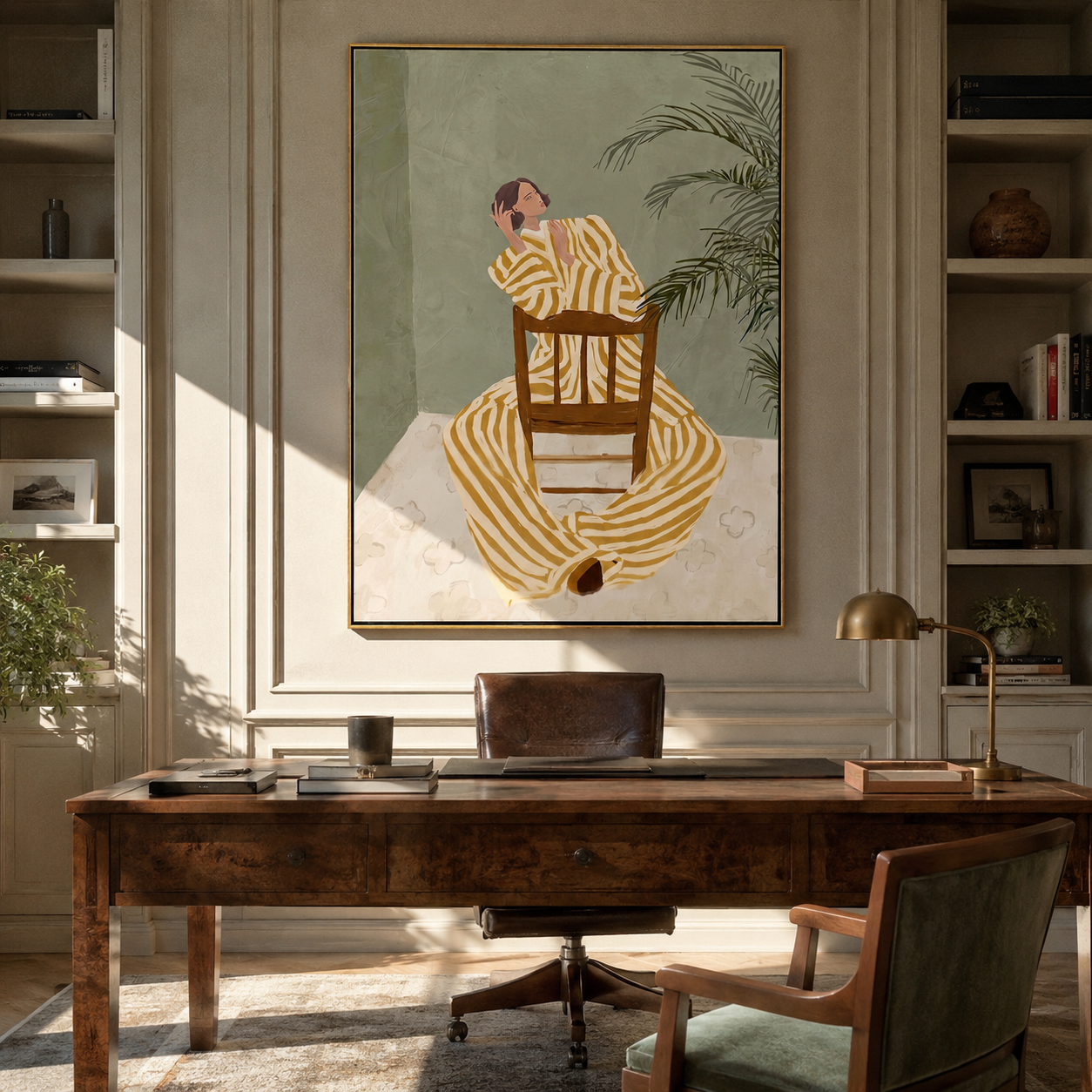 Striped Cup Greets Leaves styled in a layered residential interior