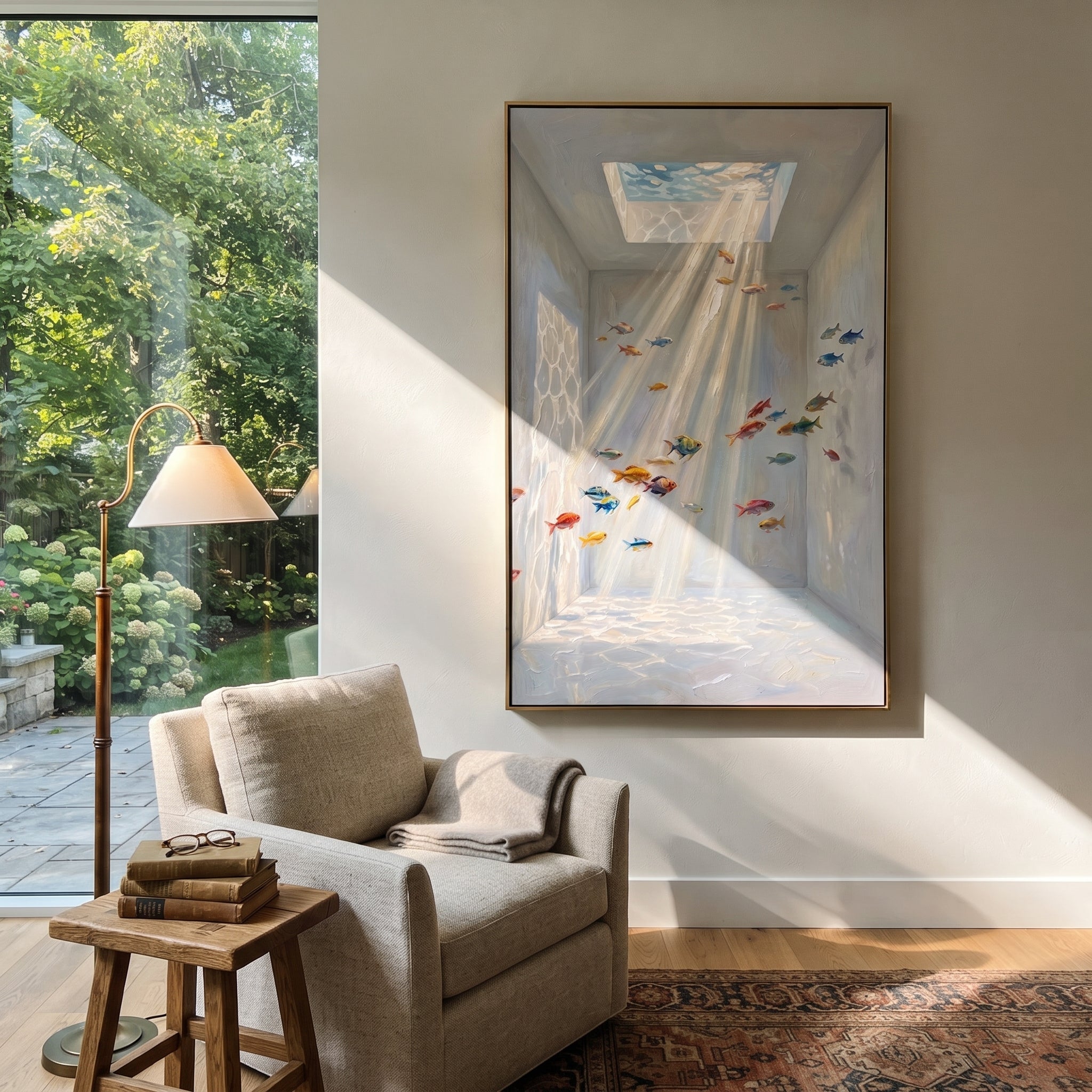 Pastel Rain Scatters Light styled in a layered residential interior