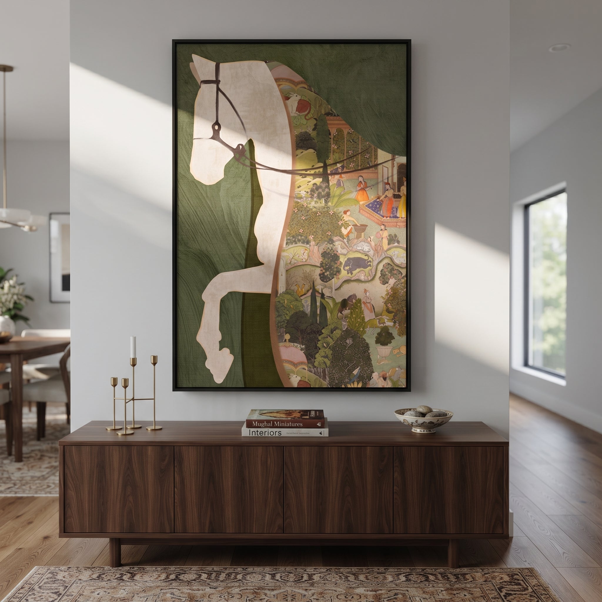 White Elephant Crosses Patchwork displayed as a Retro Modern room focal point
