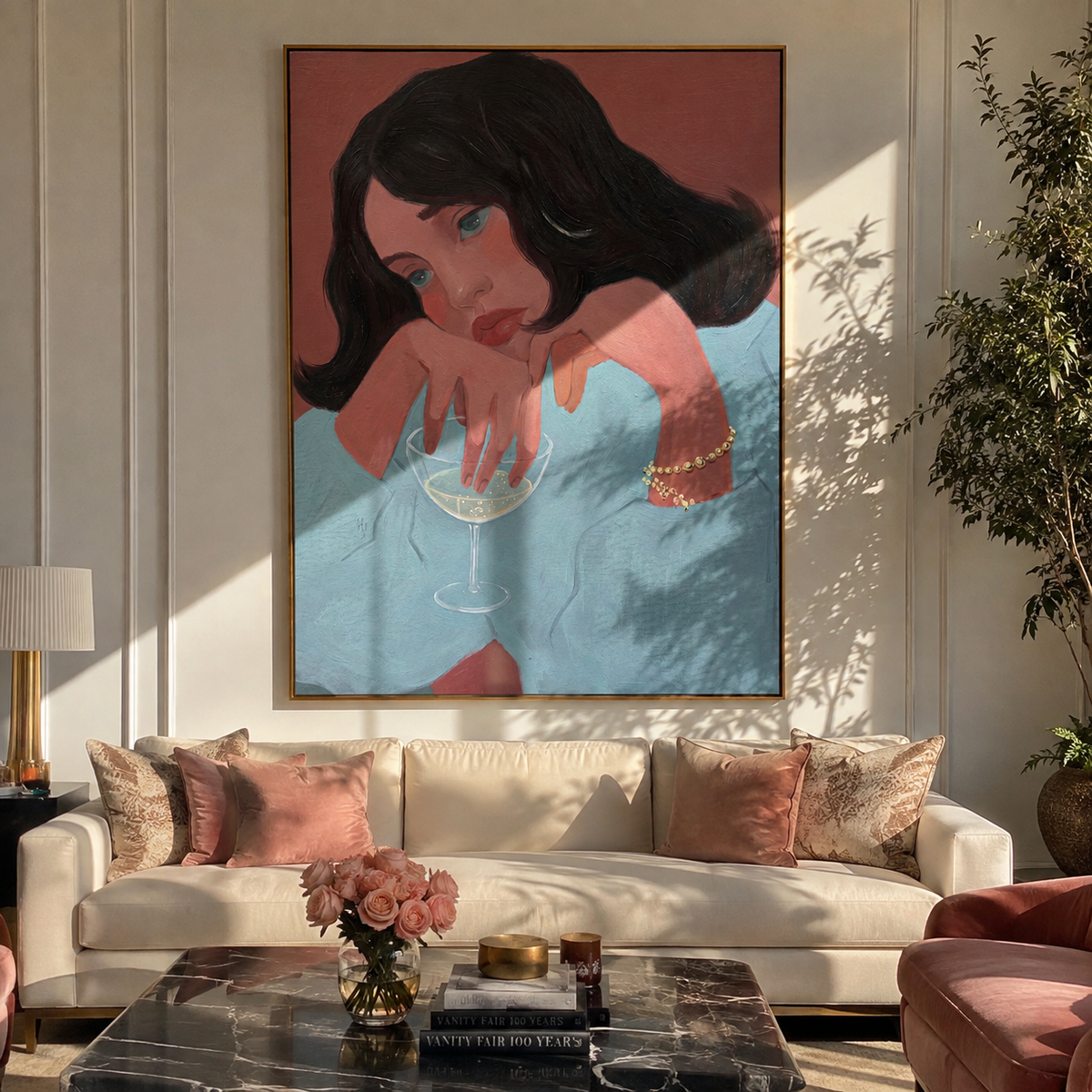 Teal Sleeve Holds Thought styled with neutral modern furnishings