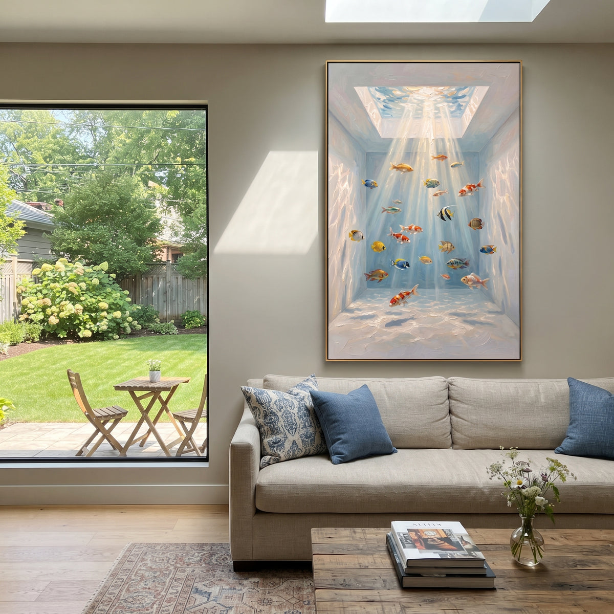 Blue Rain Returns Softly styled with neutral modern furnishings