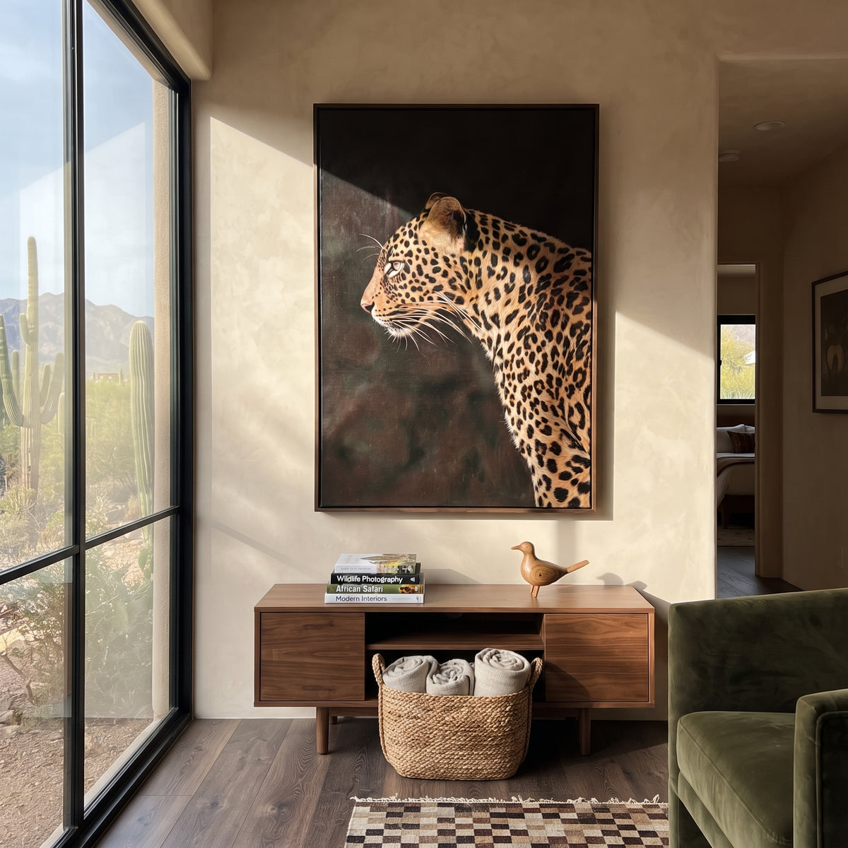 Leopard Watches Black Field styled in a layered residential interior