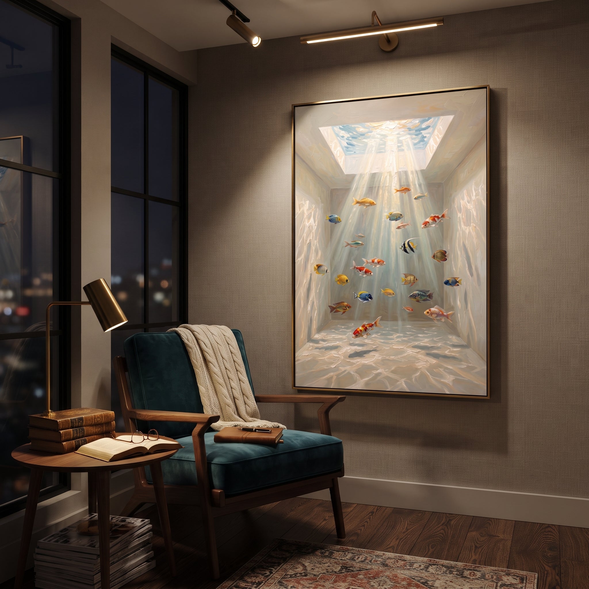 Soft Rain Scatters Pastels displayed in a warm contemporary interior