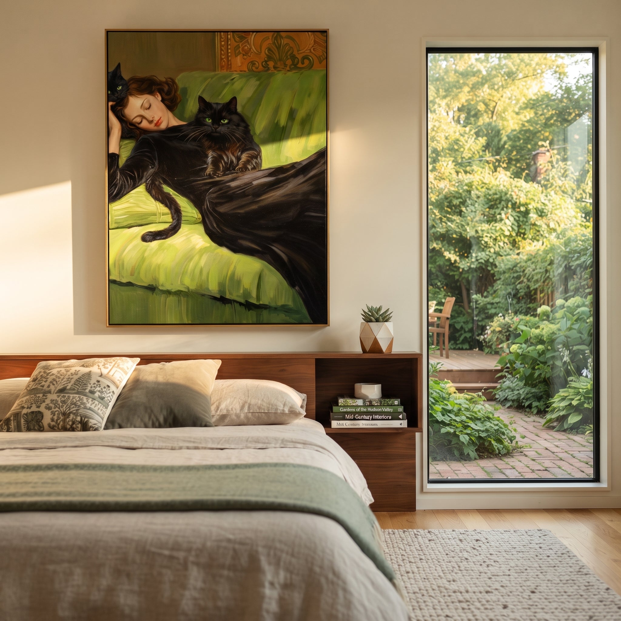 Black Blanket Meets Green displayed as a Retro Modern room focal point