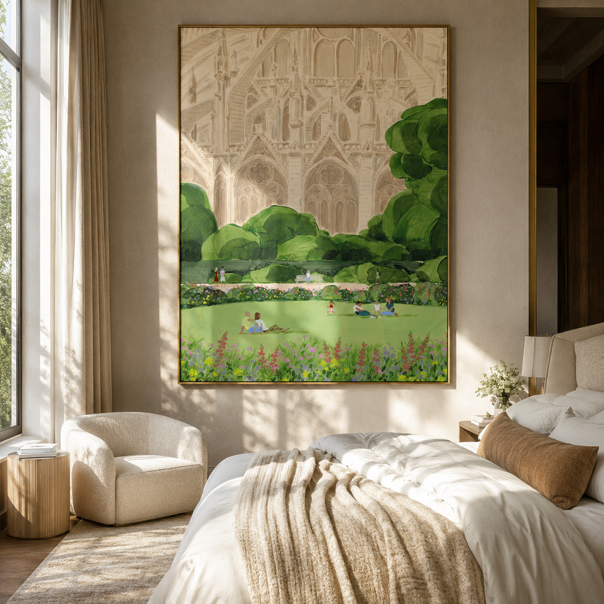 Green Pond Keeps Trees displayed in a warm contemporary interior