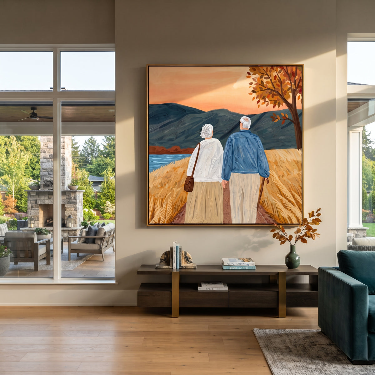 Two Walk Beyond Trees styled with neutral modern furnishings