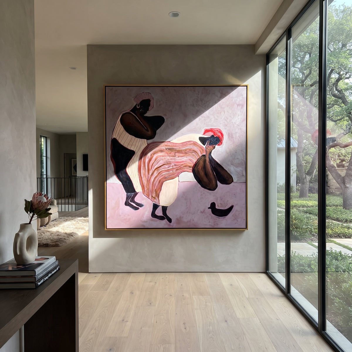 Pink Horse Crosses Lavender displayed in a warm contemporary interior