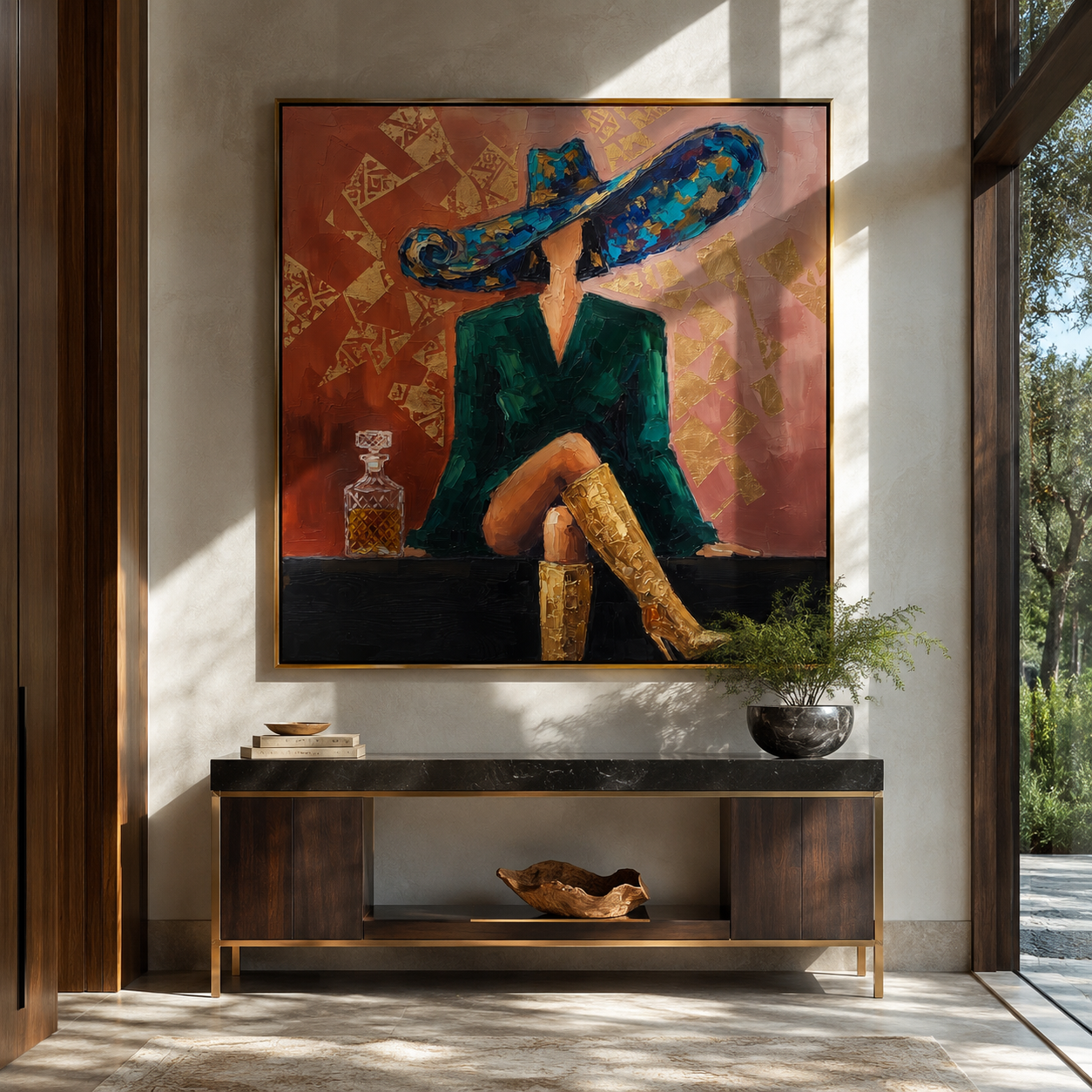 Butterfly Crown Holds Tea displayed as a Retro Modern room focal point