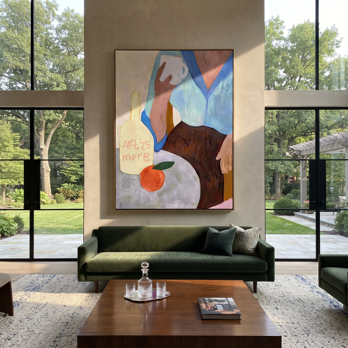 Pale Blouse Carries Cherries displayed as a Retro Modern room focal point