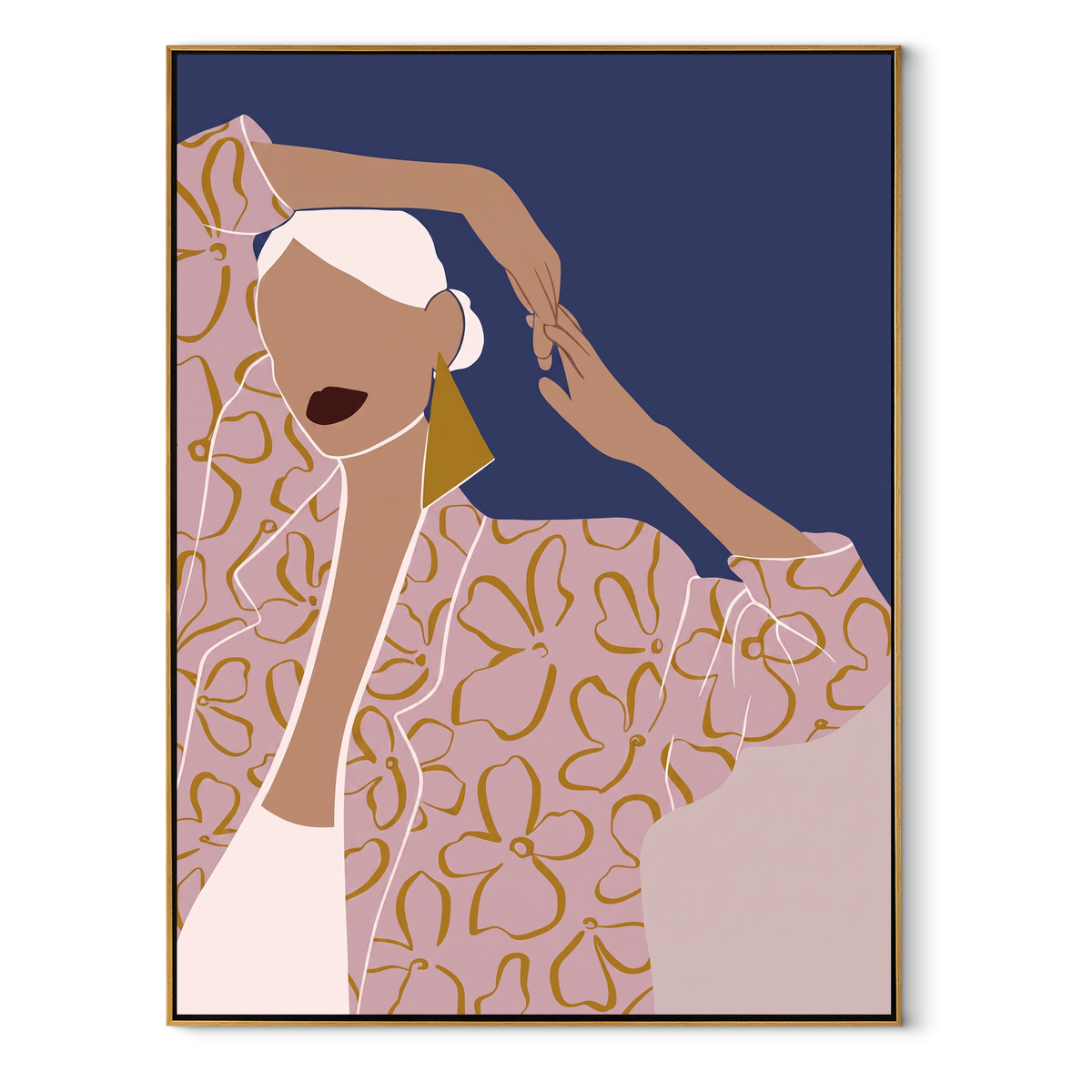Headscarf Turns Into Night textured figurative painting, vertical canvas artwork