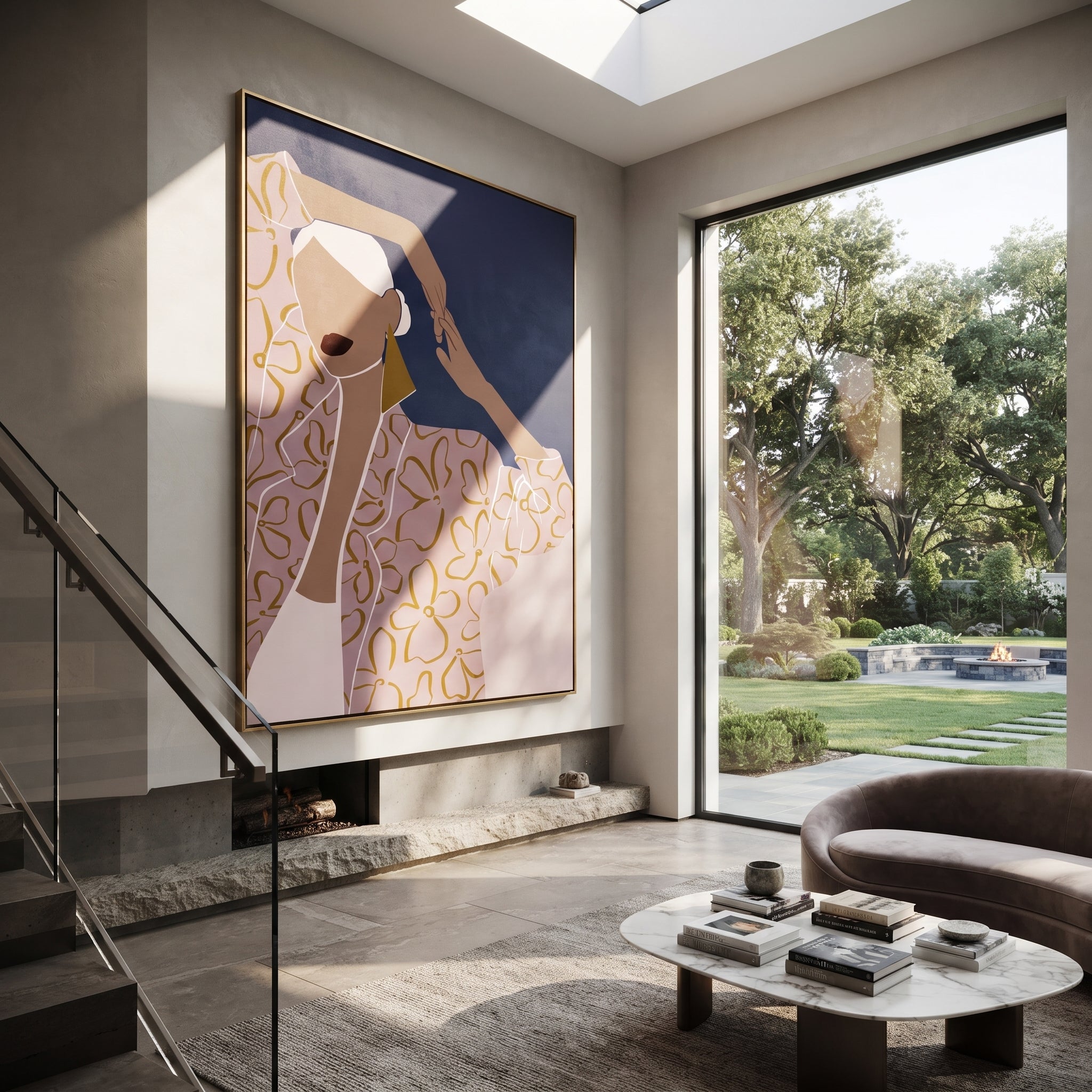 Headscarf Turns Into Night presented above a contemporary console