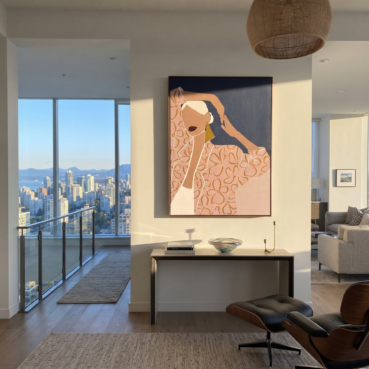 Headscarf Turns Into Night displayed as a Retro Modern room focal point
