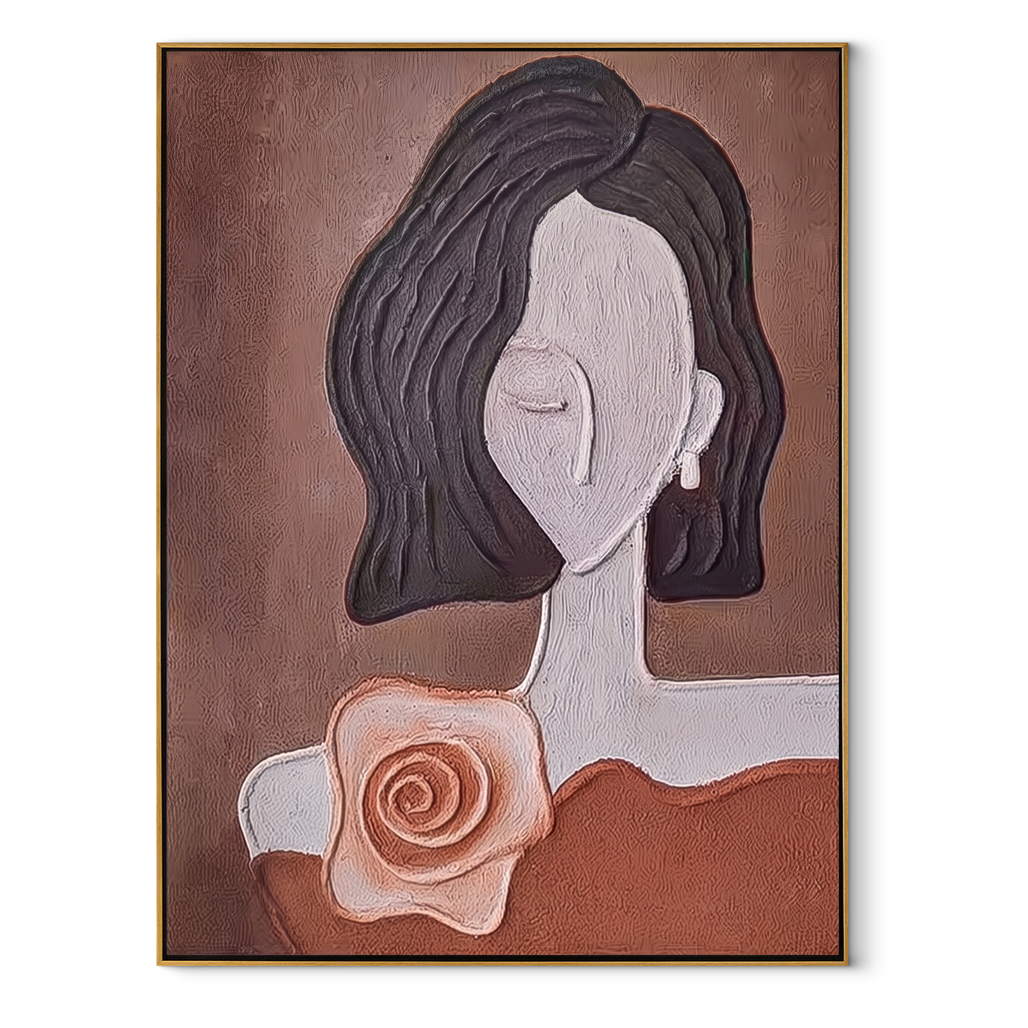 White Cup Meets Geometry textured figurative painting, vertical canvas artwork