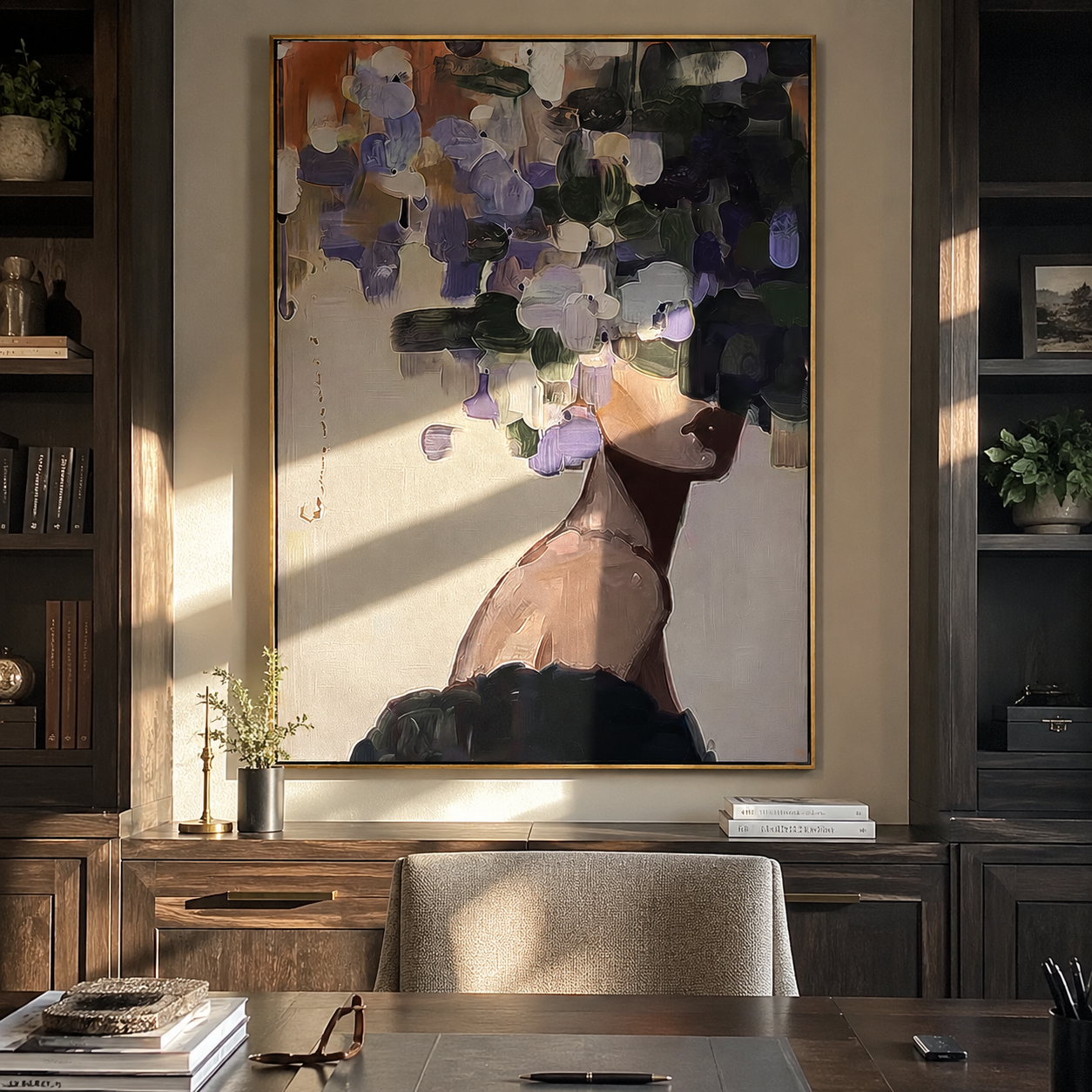 Purple Petals Trace Shoulder styled in a layered residential interior