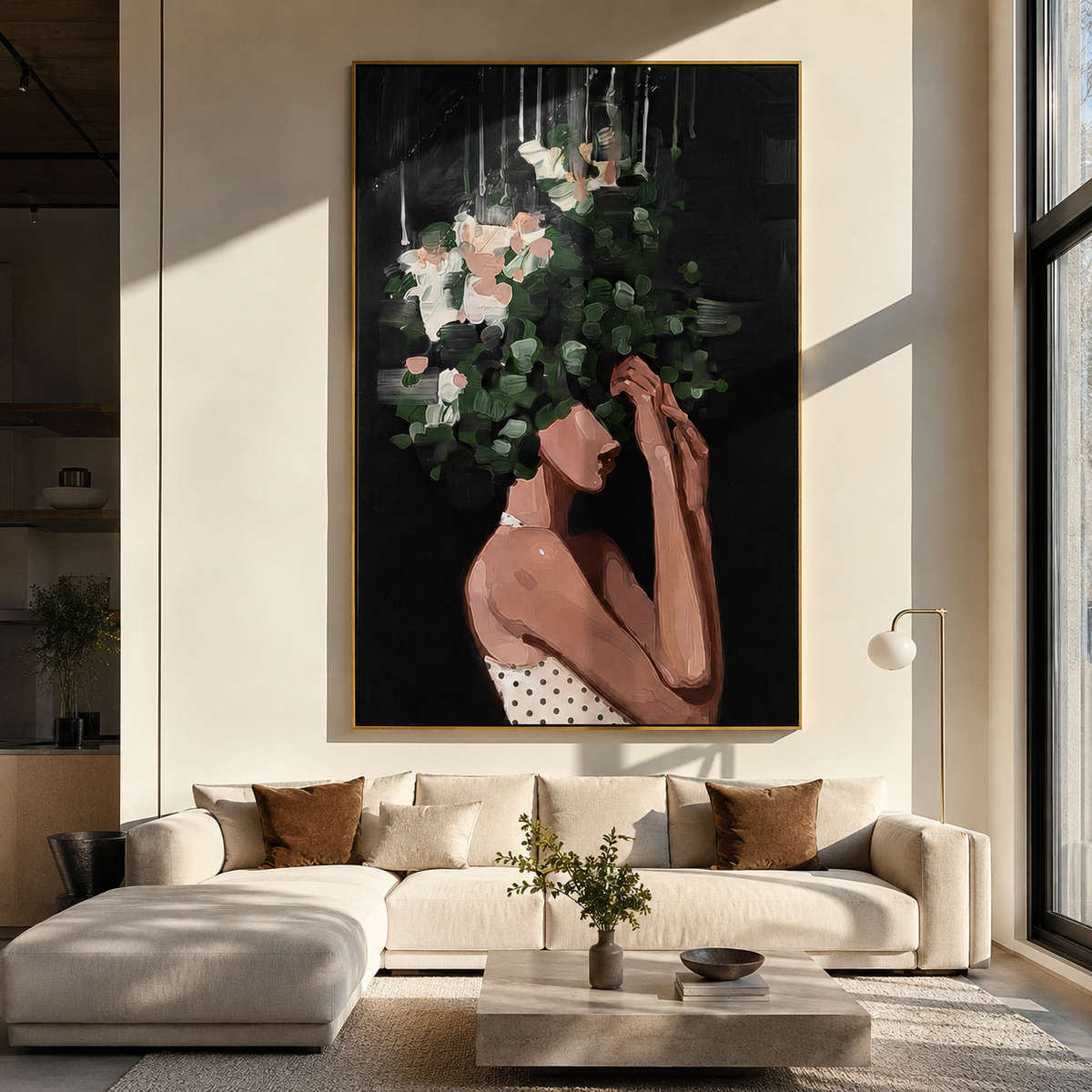 Night Bouquet Holds Her styled in a layered residential interior
