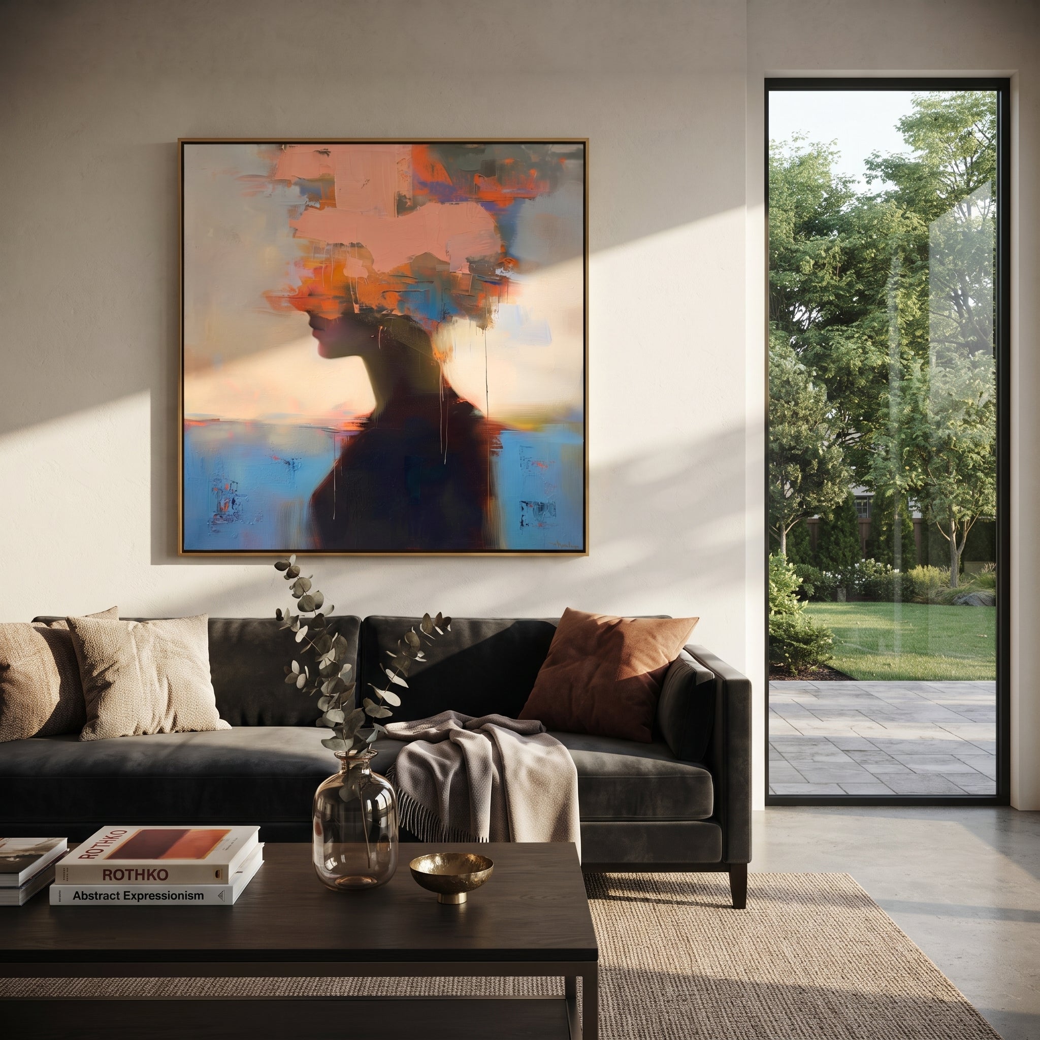Fire Clouds Crown Silence presented above a contemporary console