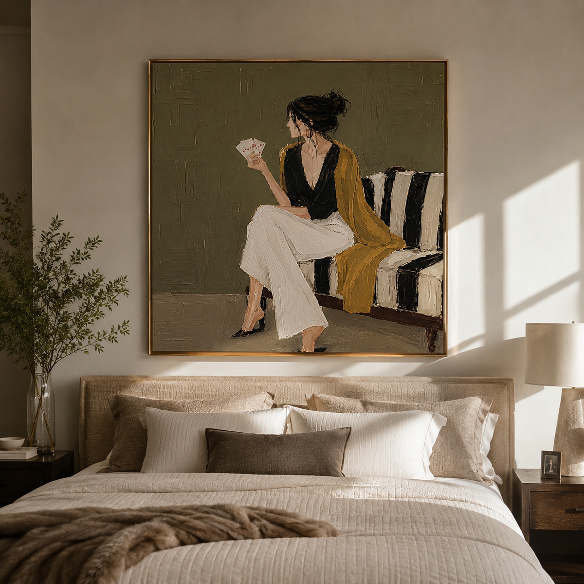 White Trousers Hold Still styled in a layered residential interior