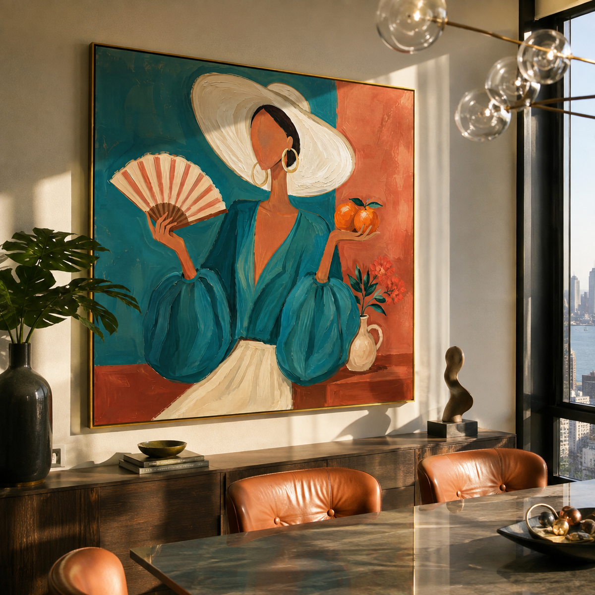 White Hat Cools Coral displayed in a warm contemporary interior