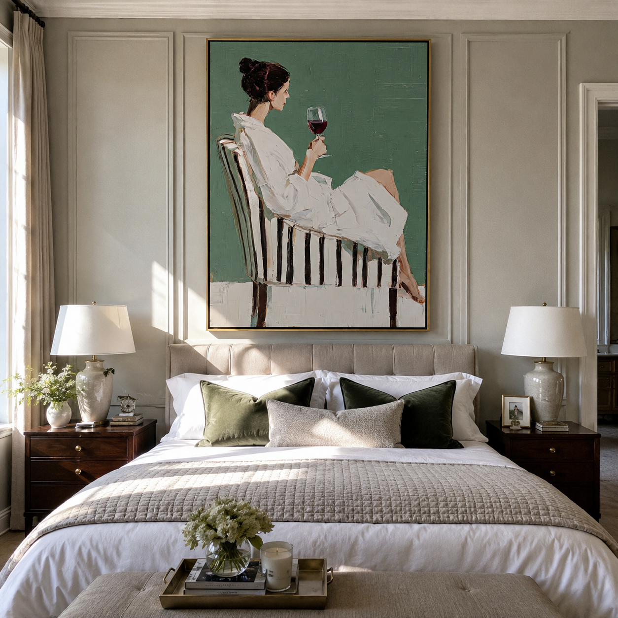Red Wine Holds Evening styled in a layered residential interior