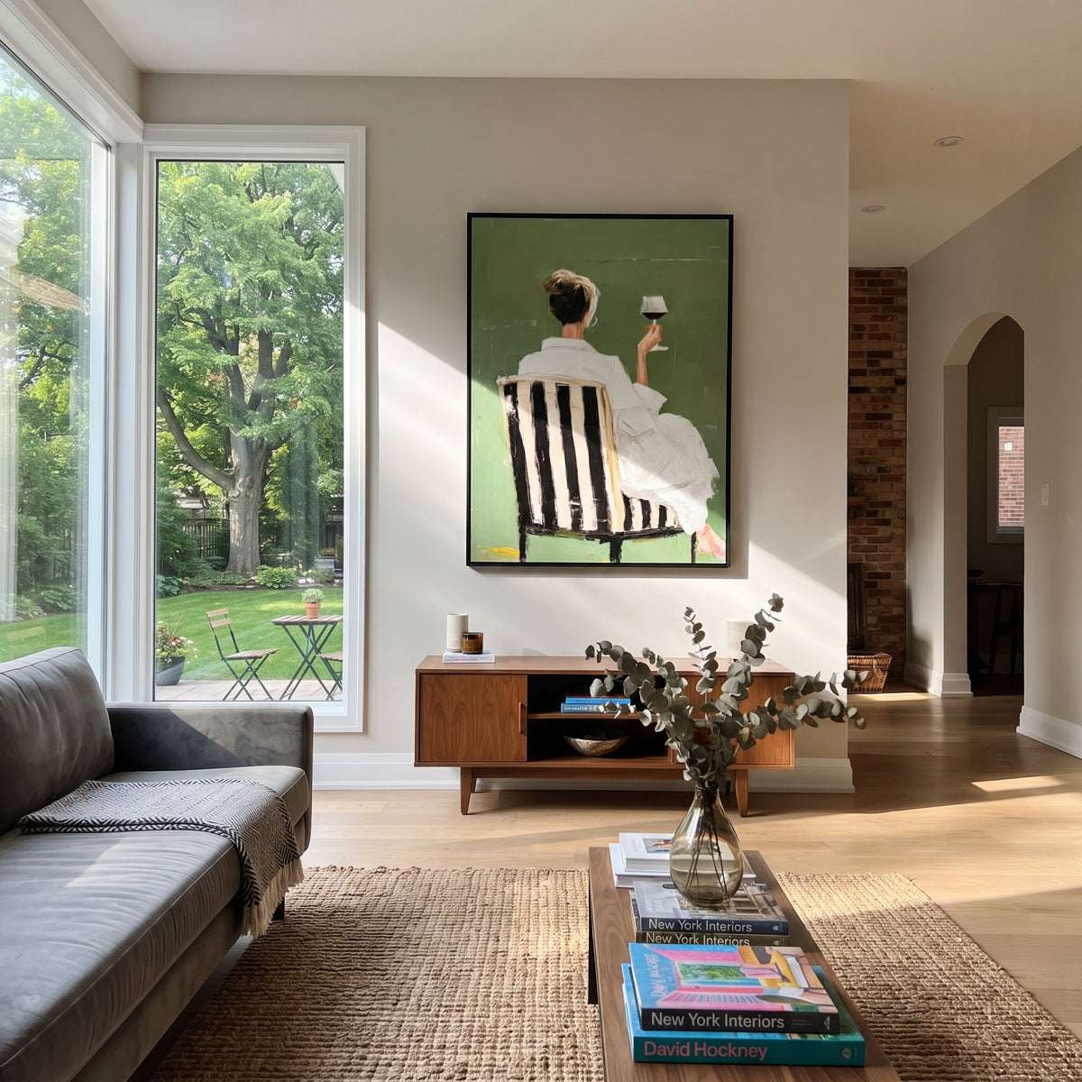 Wine Turns Toward Green styled with neutral modern furnishings