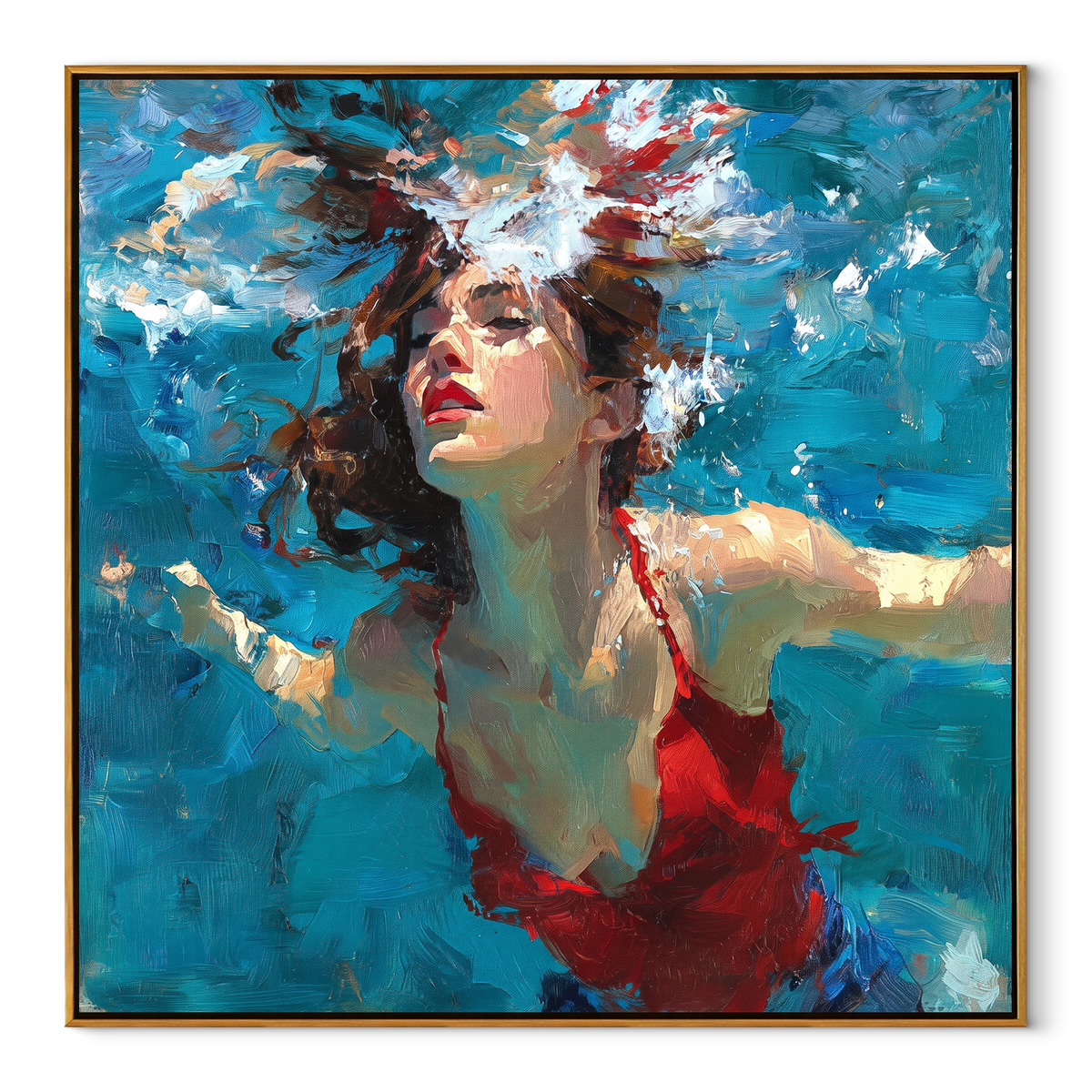 White Collar Meets Current textured figurative painting, square canvas artwork