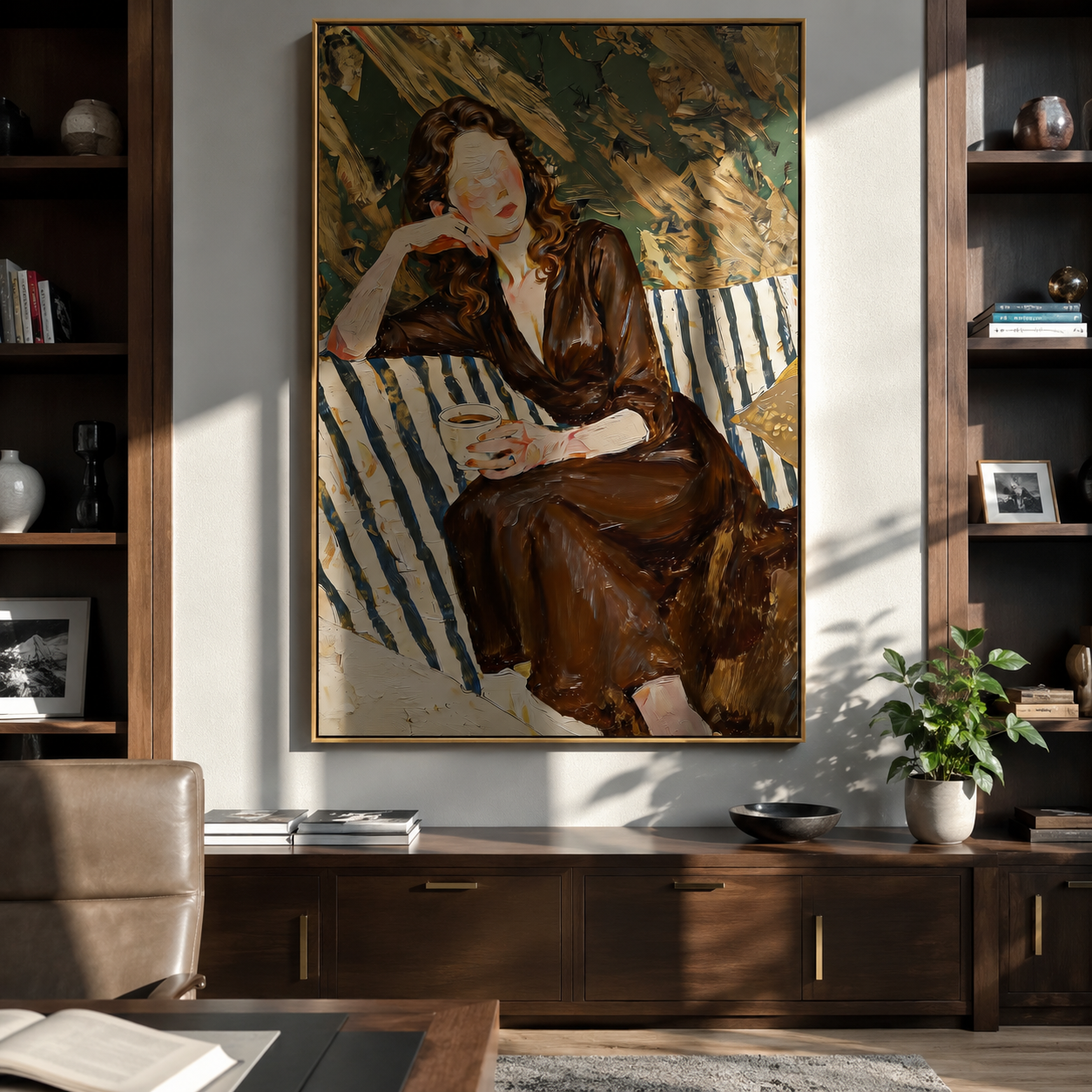 Red Hair Meets Ochre styled with neutral modern furnishings