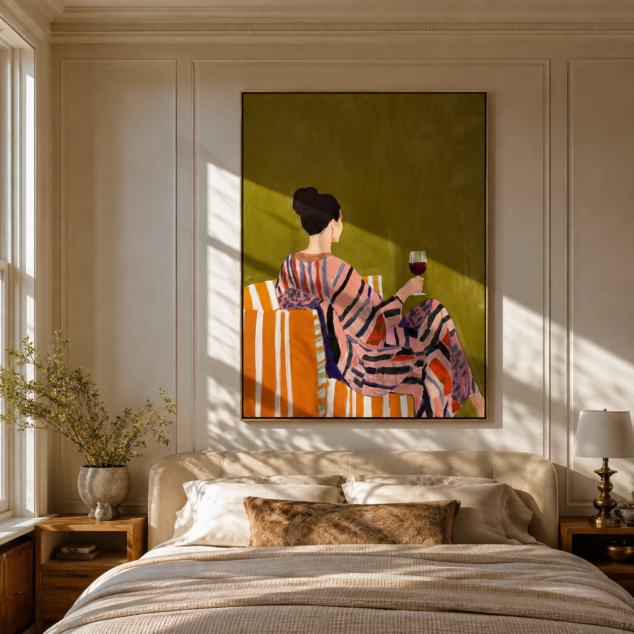 Red Wine Faces Mustard displayed as a Retro Modern room focal point