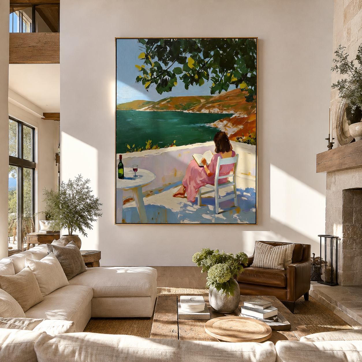 Lake Light Keeps Company displayed in a warm contemporary interior