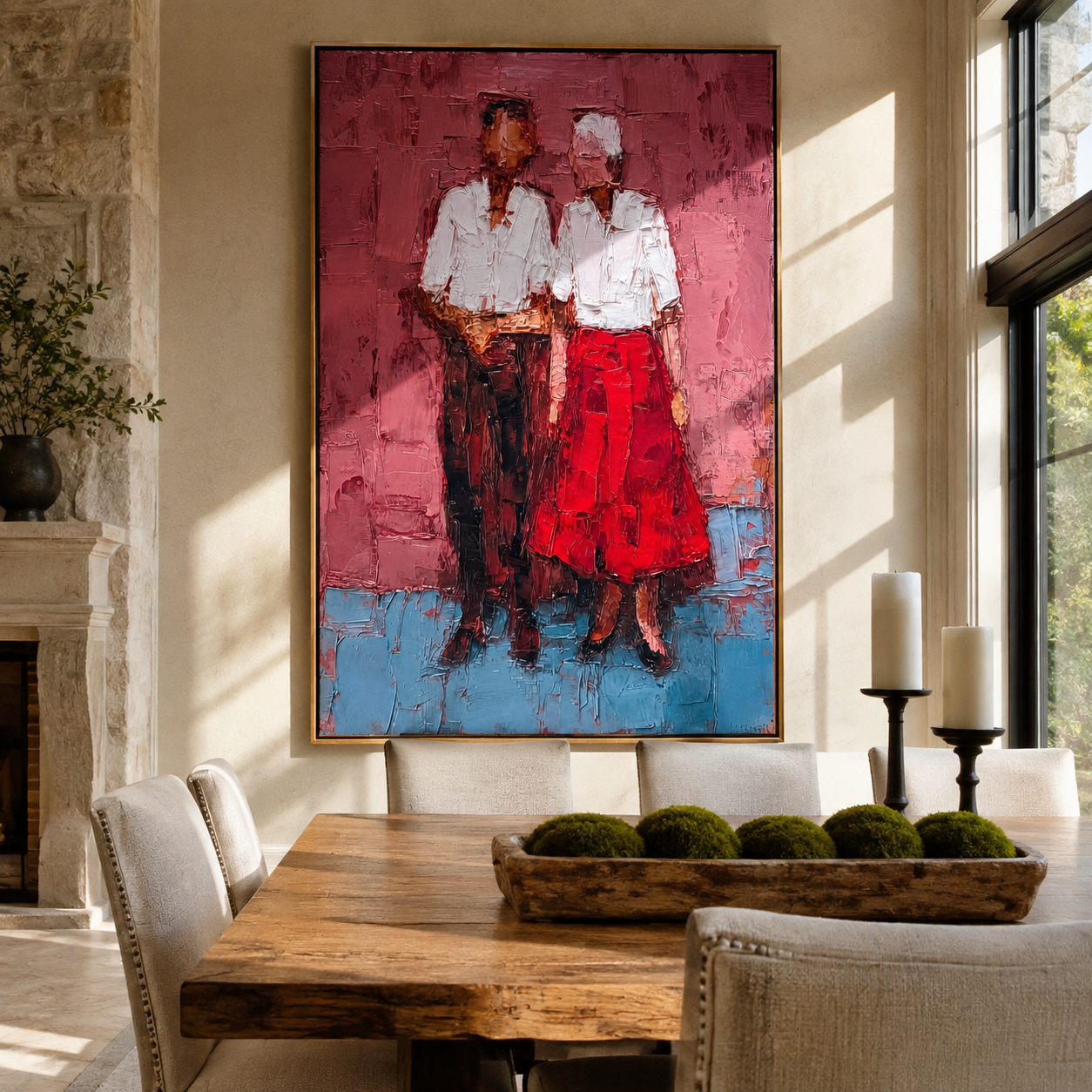 Two Women Wear Scarlet displayed in a warm contemporary interior