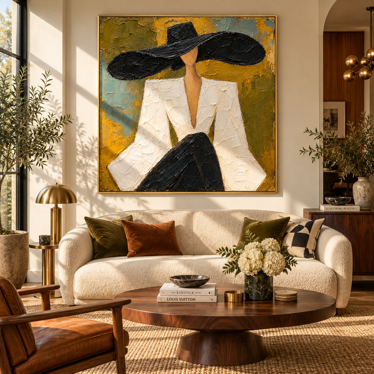 Mustard Room Black Brim – fashion wall art presented in a coordinated room setting