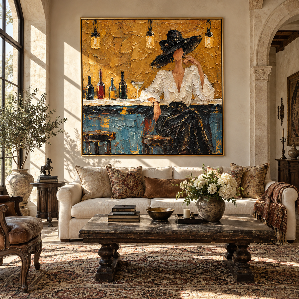 Amber Bar Cocktail Hour – fashion wall art presented in a coordinated room setting