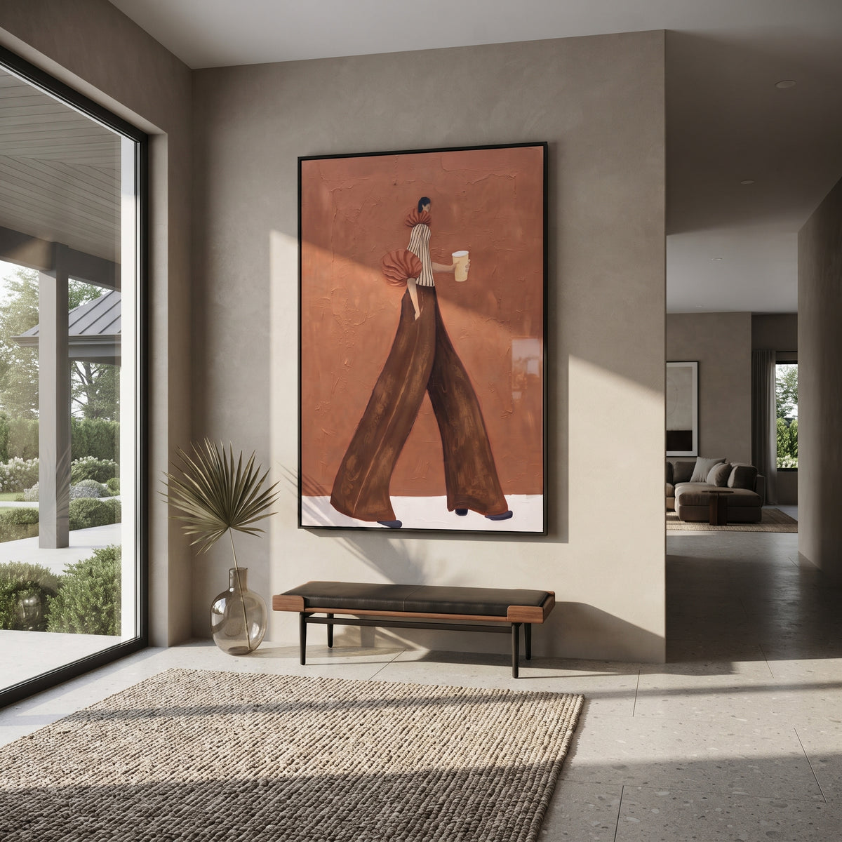 Terracotta Street Coffee – textured vertical portrait presented in a coordinated room
