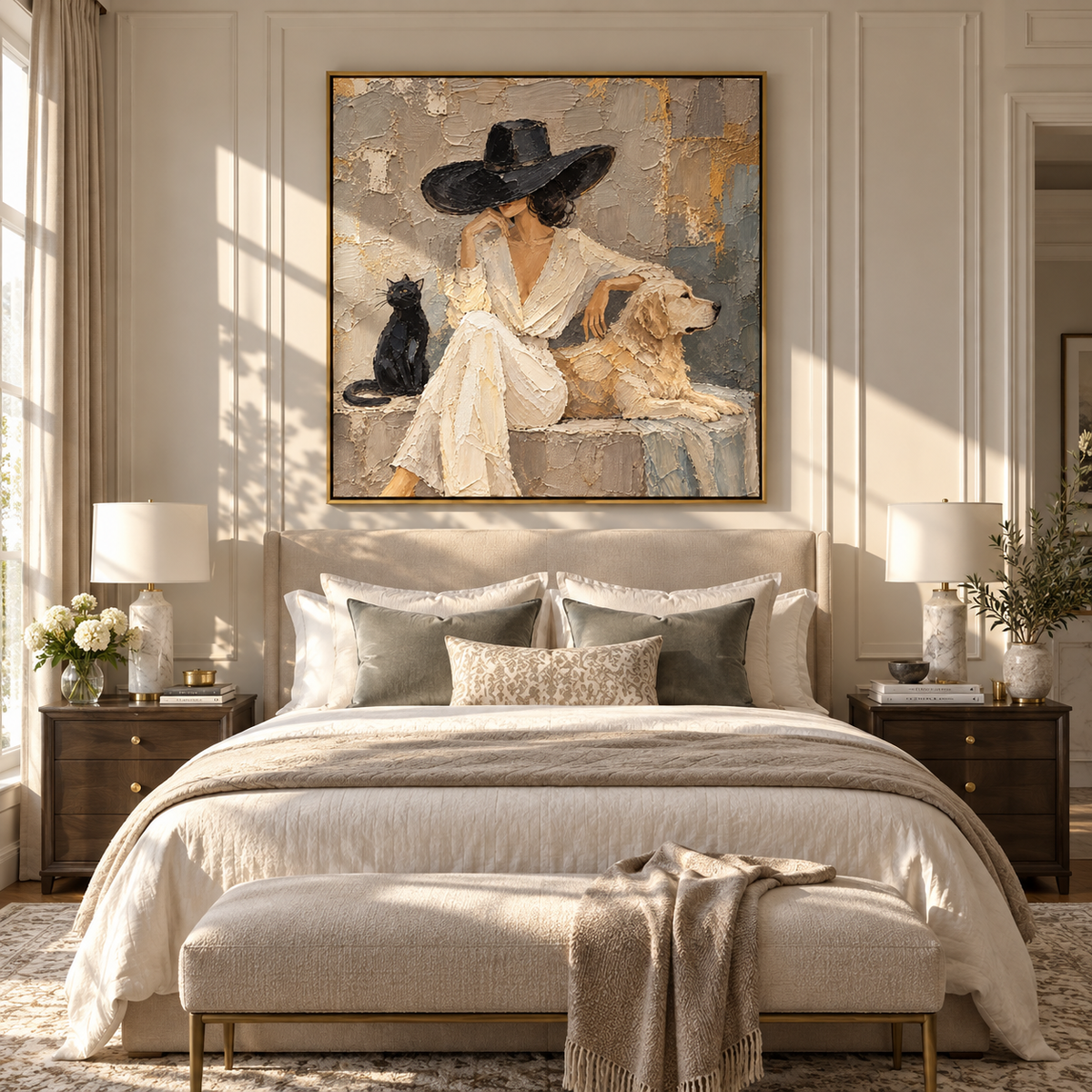 Quiet Company in Ivory displayed with natural materials and modern decor