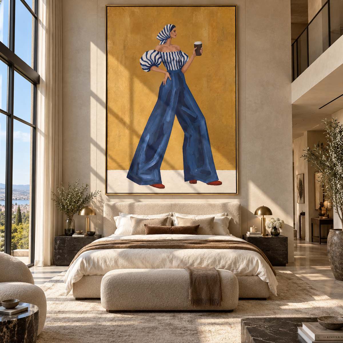 Coffee Beneath Blue Stripes presented in an alternate room setting