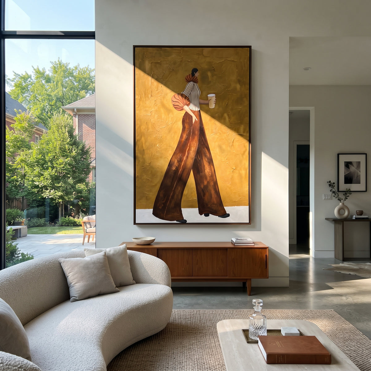 Coffee Through Brown Motion fashion wall art shown above contemporary furnishings