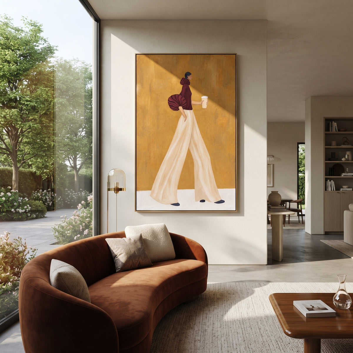 Ivory Trousers Coffee Walk fashion wall art shown above contemporary furnishings