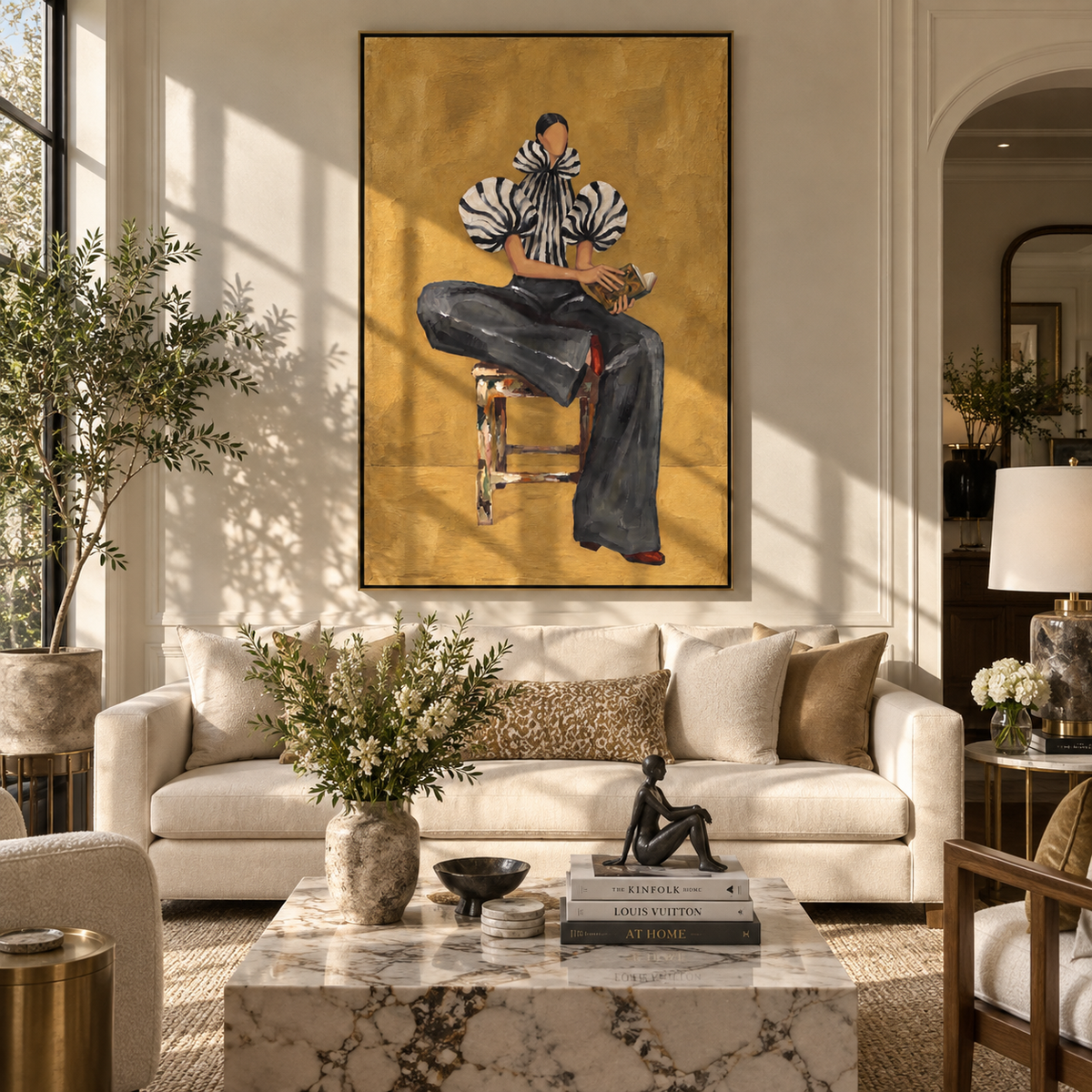 Seated Stripes Creative Pause displayed with natural materials and modern decor