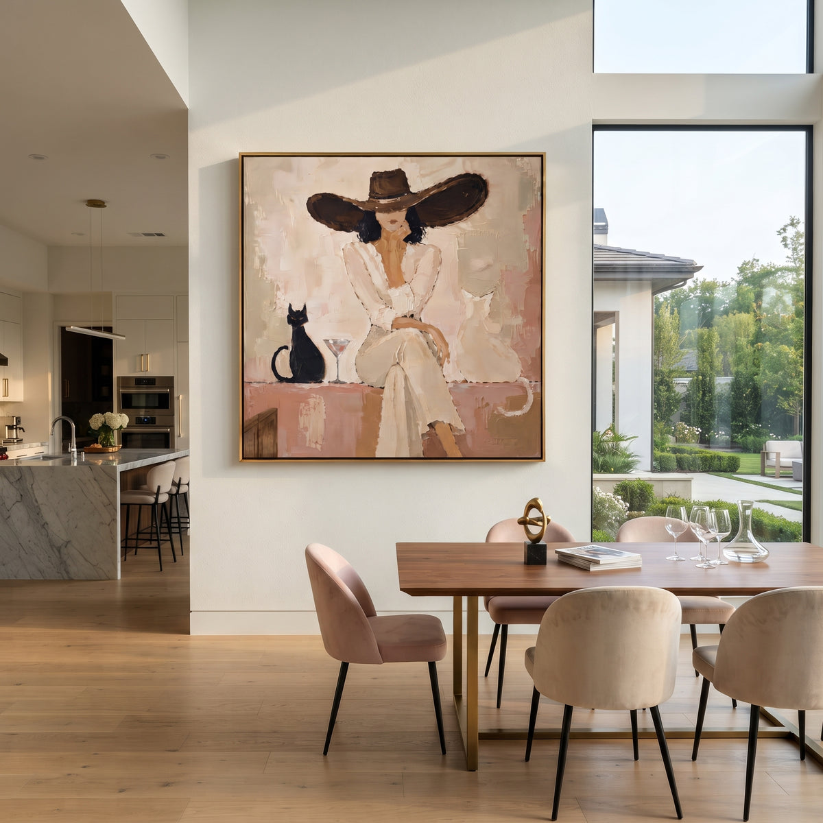 Ivory Hat Cat Pause displayed with natural materials and modern decor