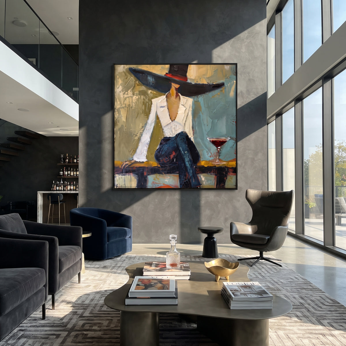 Midnight Brim Wine Hour displayed with natural materials and modern decor