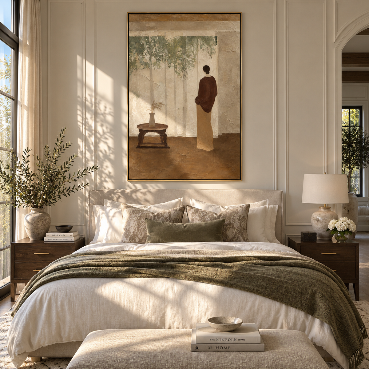 Figure Beyond the Window - solitary figure interior painting shown in modern room setting 5
