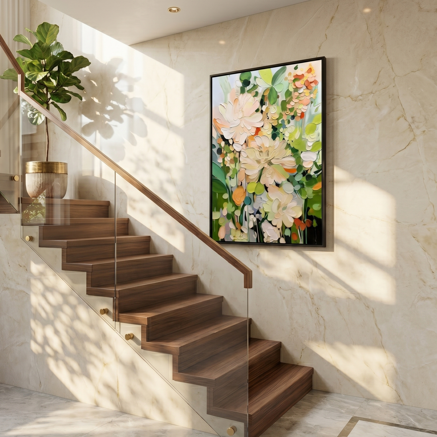 Spring Whispers – Modern Impasto Pastel Floral Canvas | Romantic Bedroom Wall Art