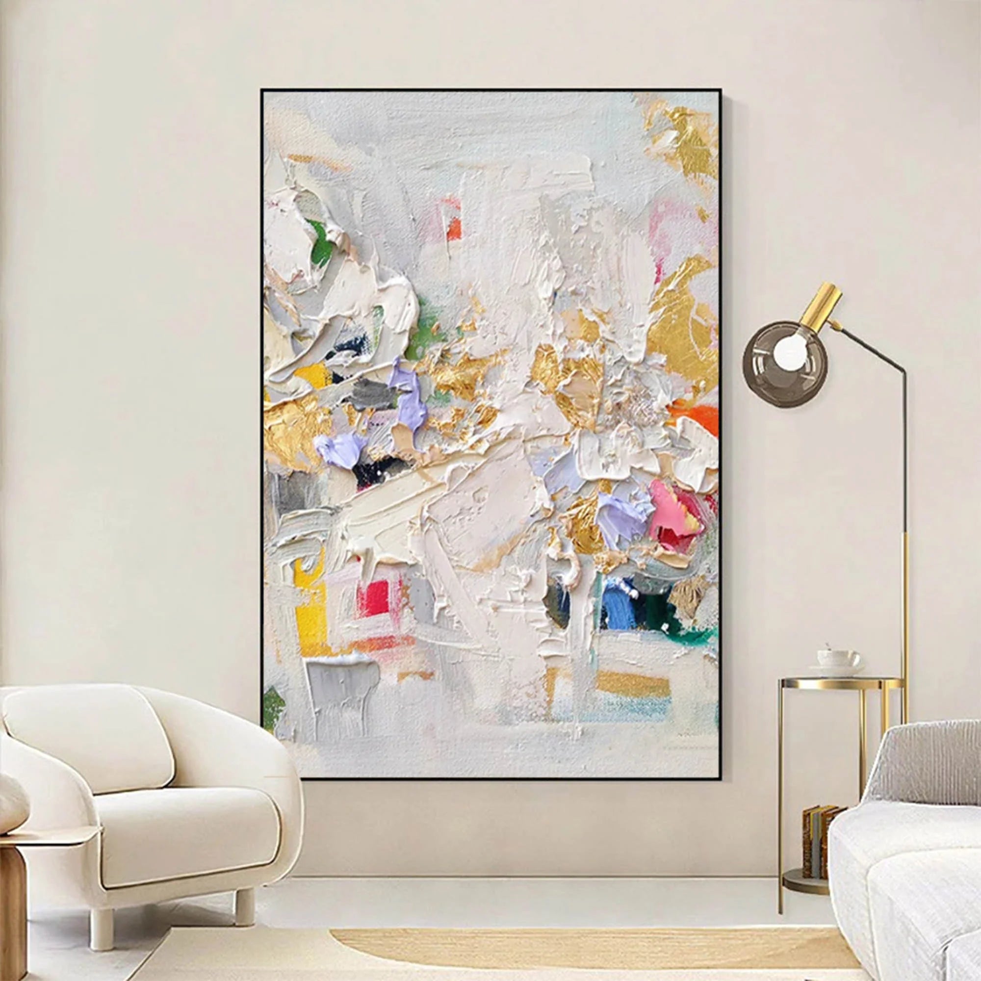 Urban Vibrance – Hand-Painted Multicolored Palette Knife Abstract Painting | Bold Abstract Palette Knife Living Room Art