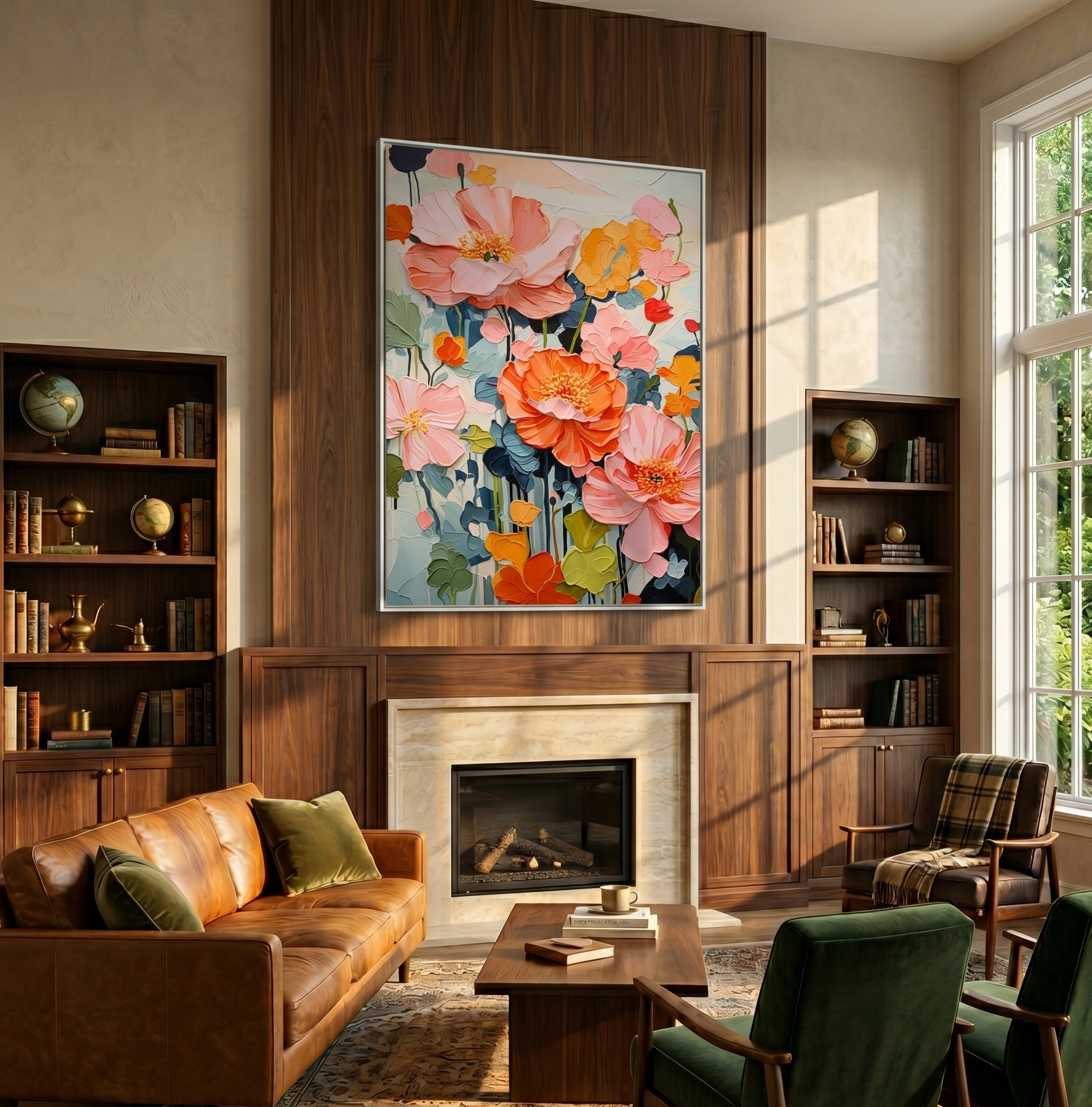 Floral Poetry – Modern Impasto Flower Oil Painting | Textured Peony Bedroom Art