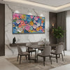 Prismatic Bloom – Hand-Painted Vibrant Multicolored 3D Impasto Palette Knife Floral Painting | Vibrant Botanical Living Room & Dining Room Art