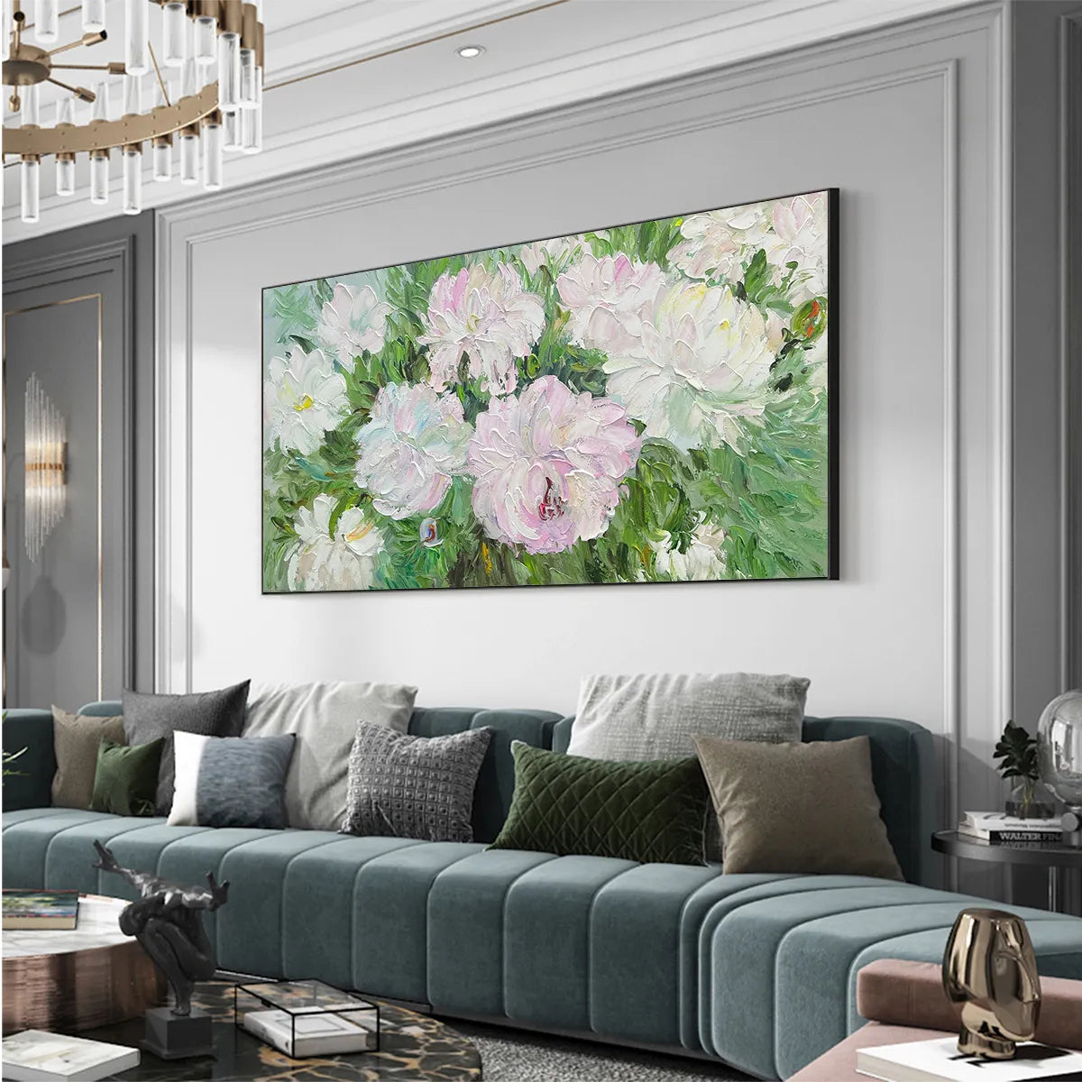 Spring Bloom – Pink & White Impasto Peony Floral Painting | French Vintage Bedroom Romantic Art