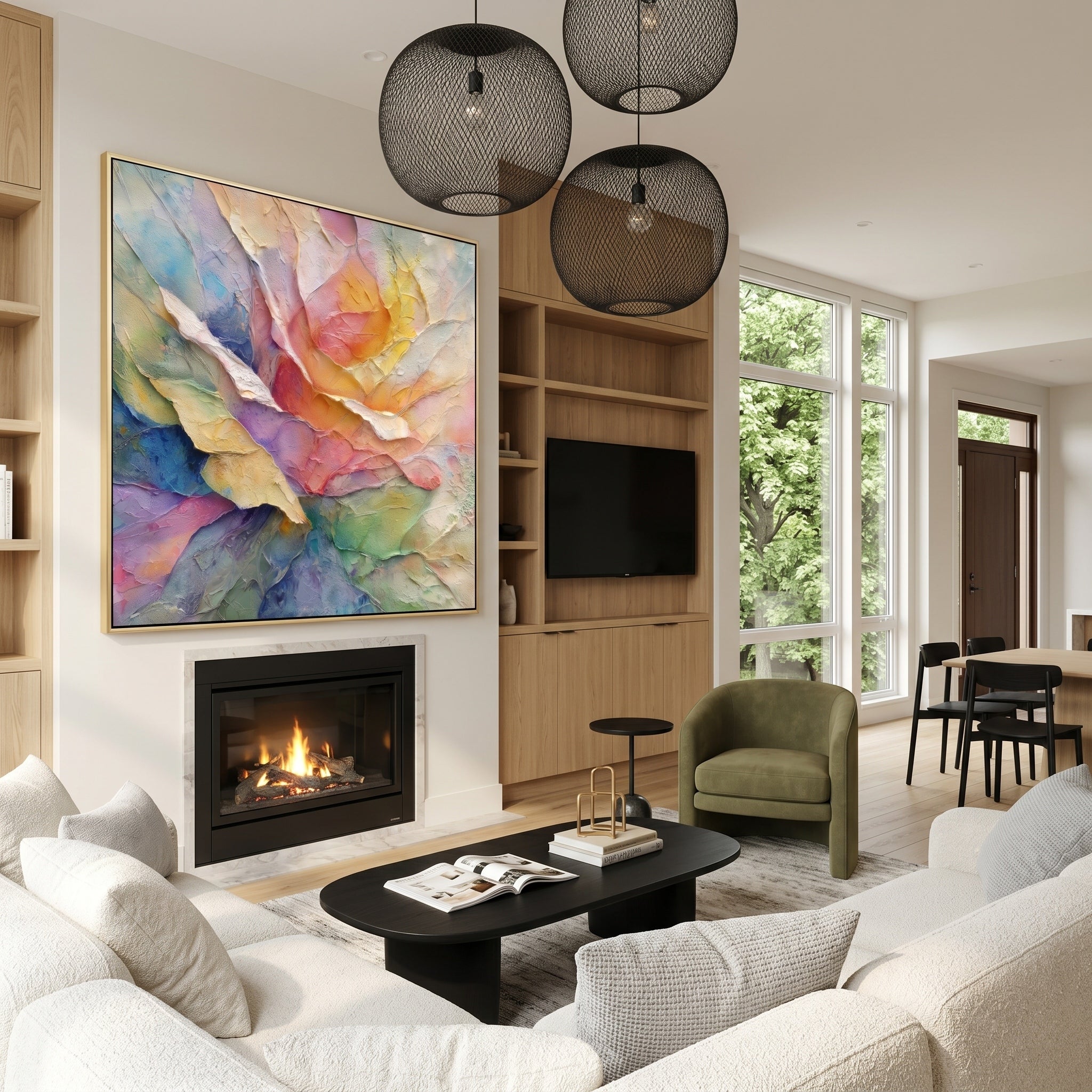 Dawn's Reverie – Modern Impasto Pastel Abstract Floral Canvas | Romantic Living Room Wall Art