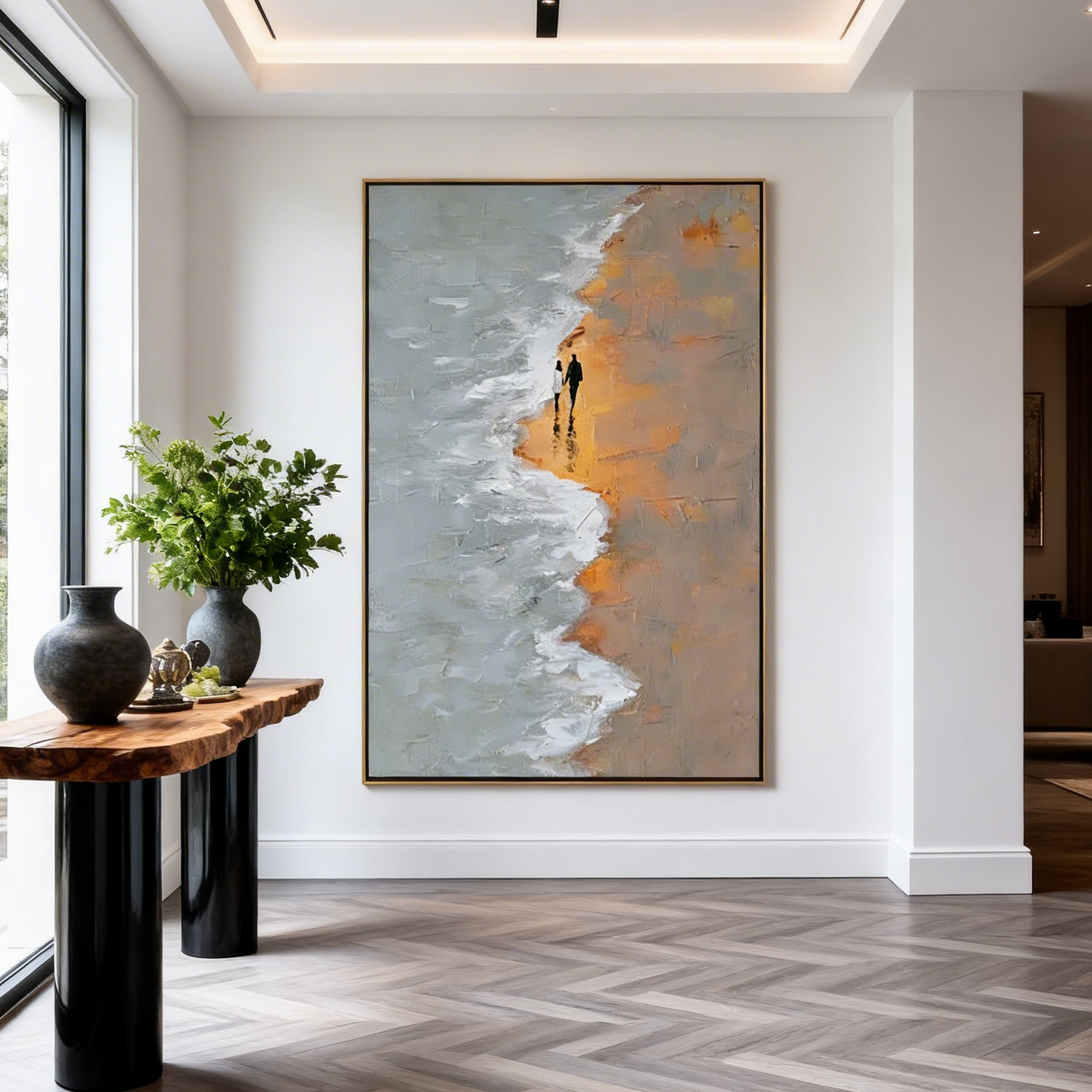 Zen Summit – Minimalist Snow Mountain Abstract Wabi-Sabi Painting | Contemporary Mountain Living Room & Home Office Art